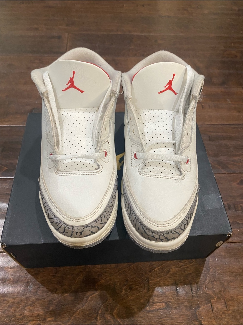 Nike Air Jordan 3 Retro White Cement Fire Red (PS) Size 3Y | Box Included